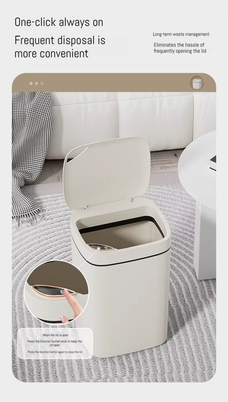 16L Smart Bathroom Trash Can White Non-Contact Narrow Smart Sensor Trash Can Smart Home Automatic Bagging Electronic Trash Can